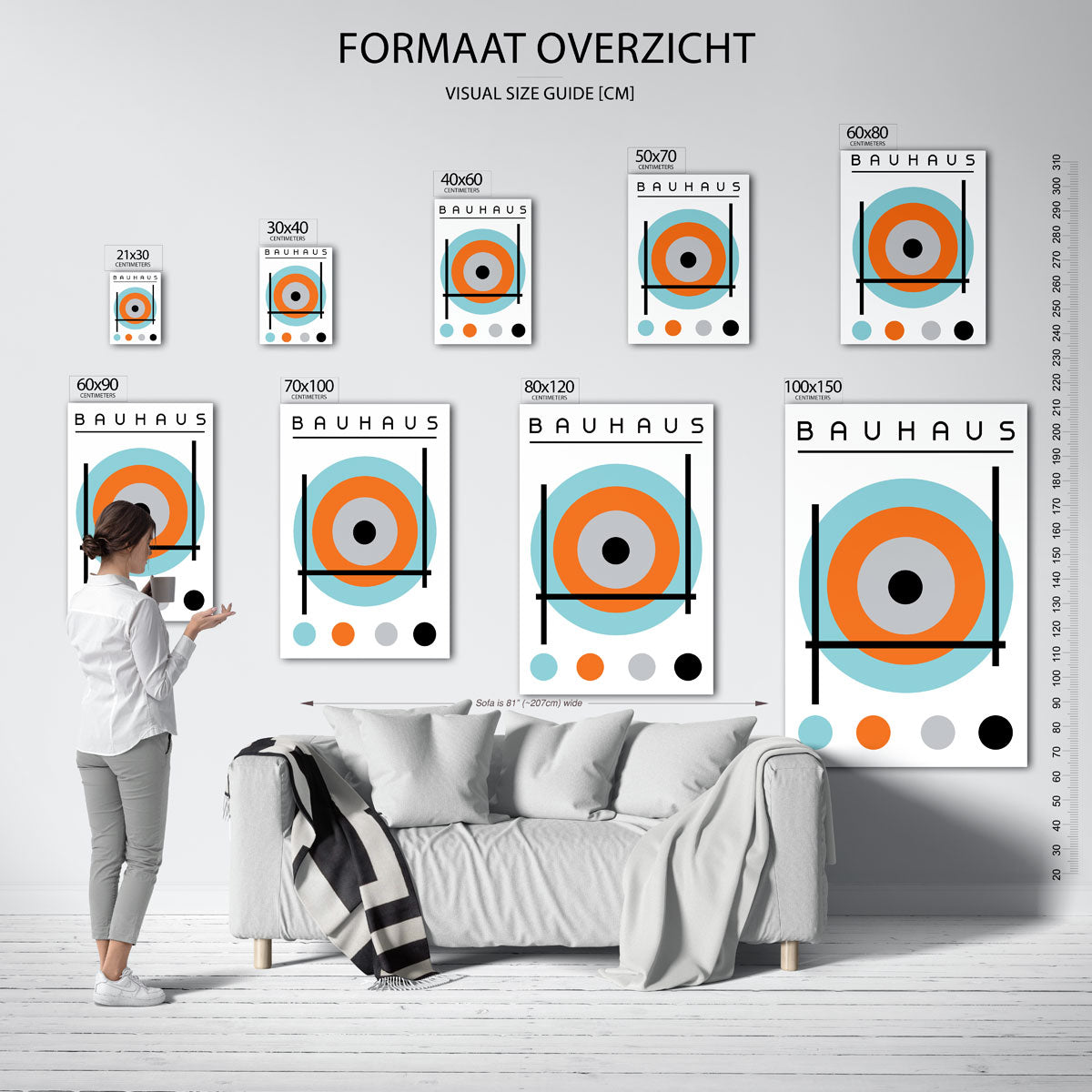 Cirkel en lijnen – geometrische poster in Bauhaus-stijl van WallArtistic