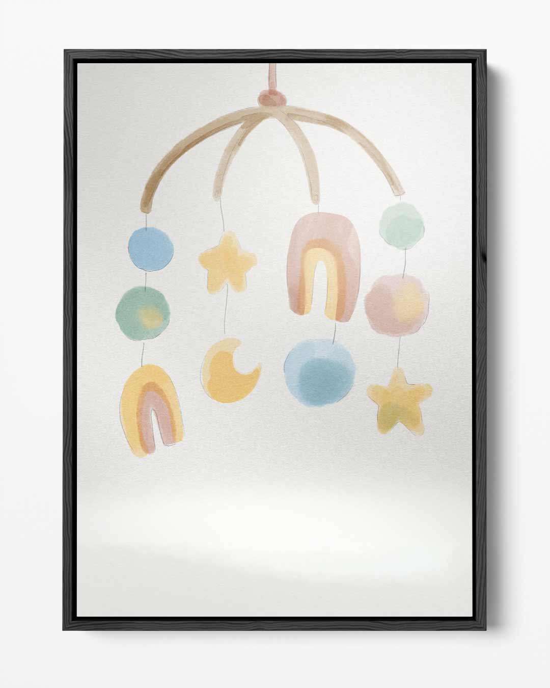 Dromerige Regenboog Babymobiel – portret kunstwerk als wanddecoratie