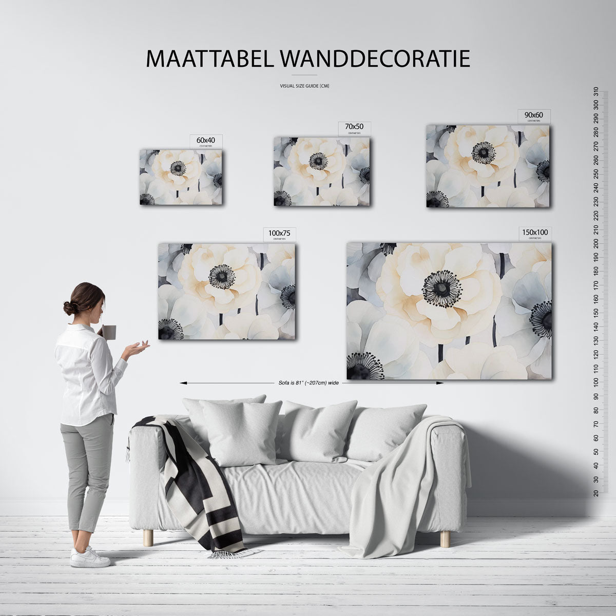 Bloemrijke harmonie – moderne liggende wandkunst