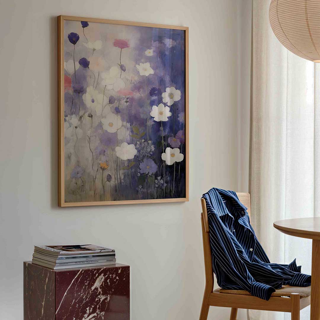 Bloemen in paarse tinten – bloemen poster in staand formaat