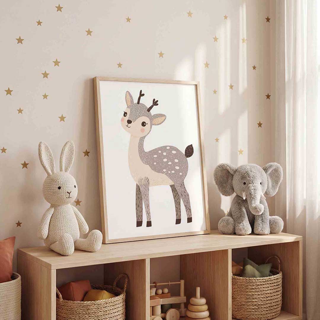 Hertje illustratie – staande kinderkamer wanddecoratie van WallArtistic