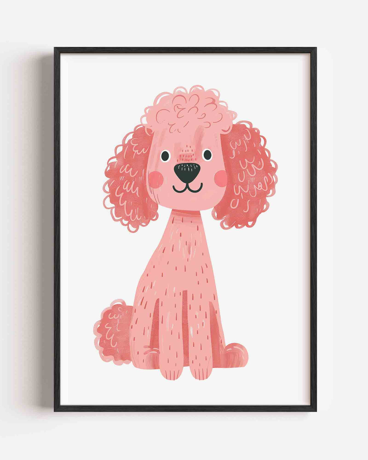 Roze poedel – kids portret poster als wanddecoratie