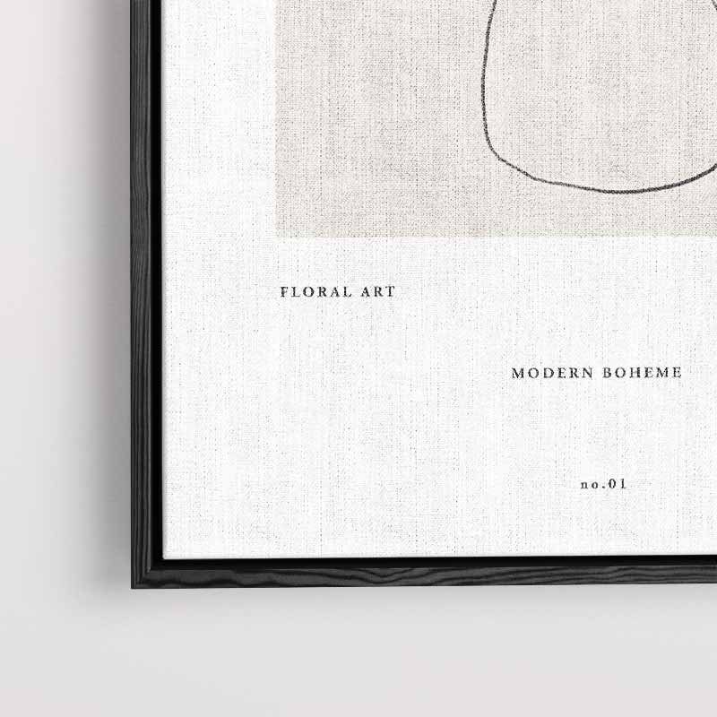 Minimalistische Botanische Vaastekening – plexiglas kunstwerk als wanddecoratie