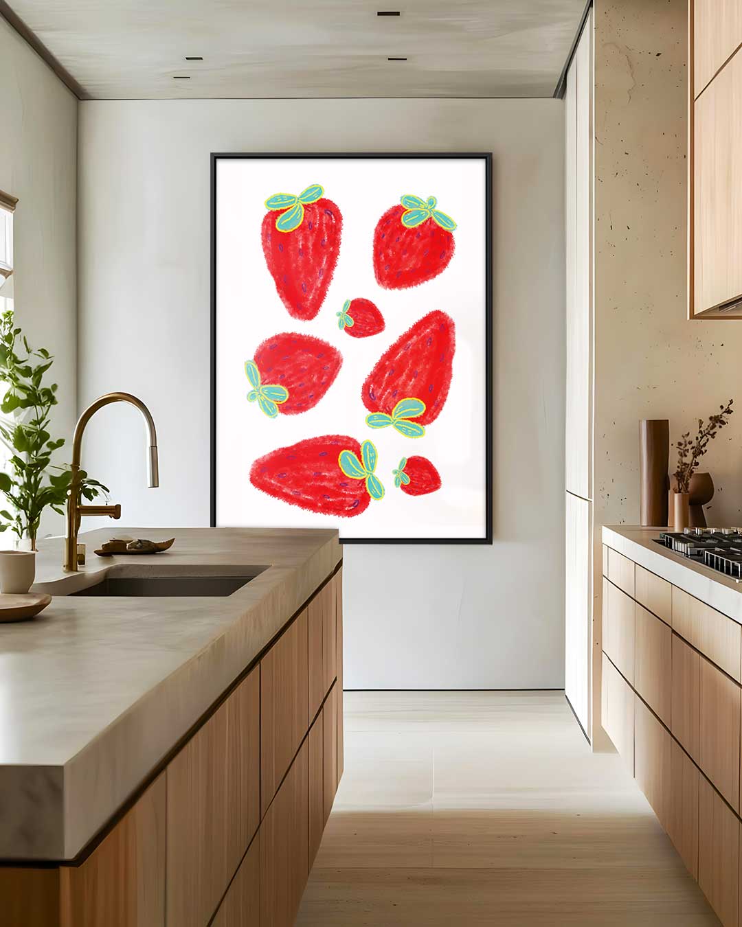 Vrolijke Aardbeien – staand kunstwerk voor modern interieur