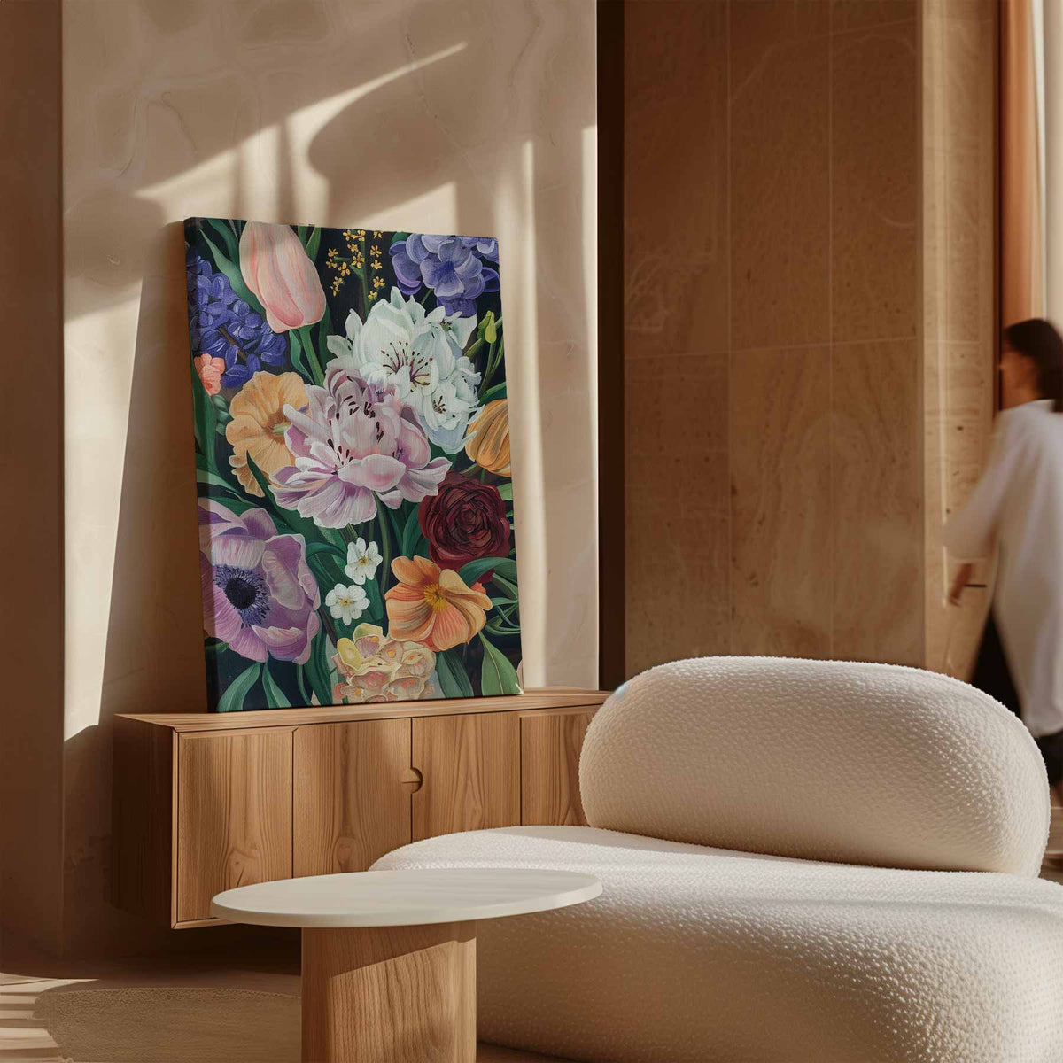 Bloemenpracht op Canvas – staand kunstwerk voor modern interieur