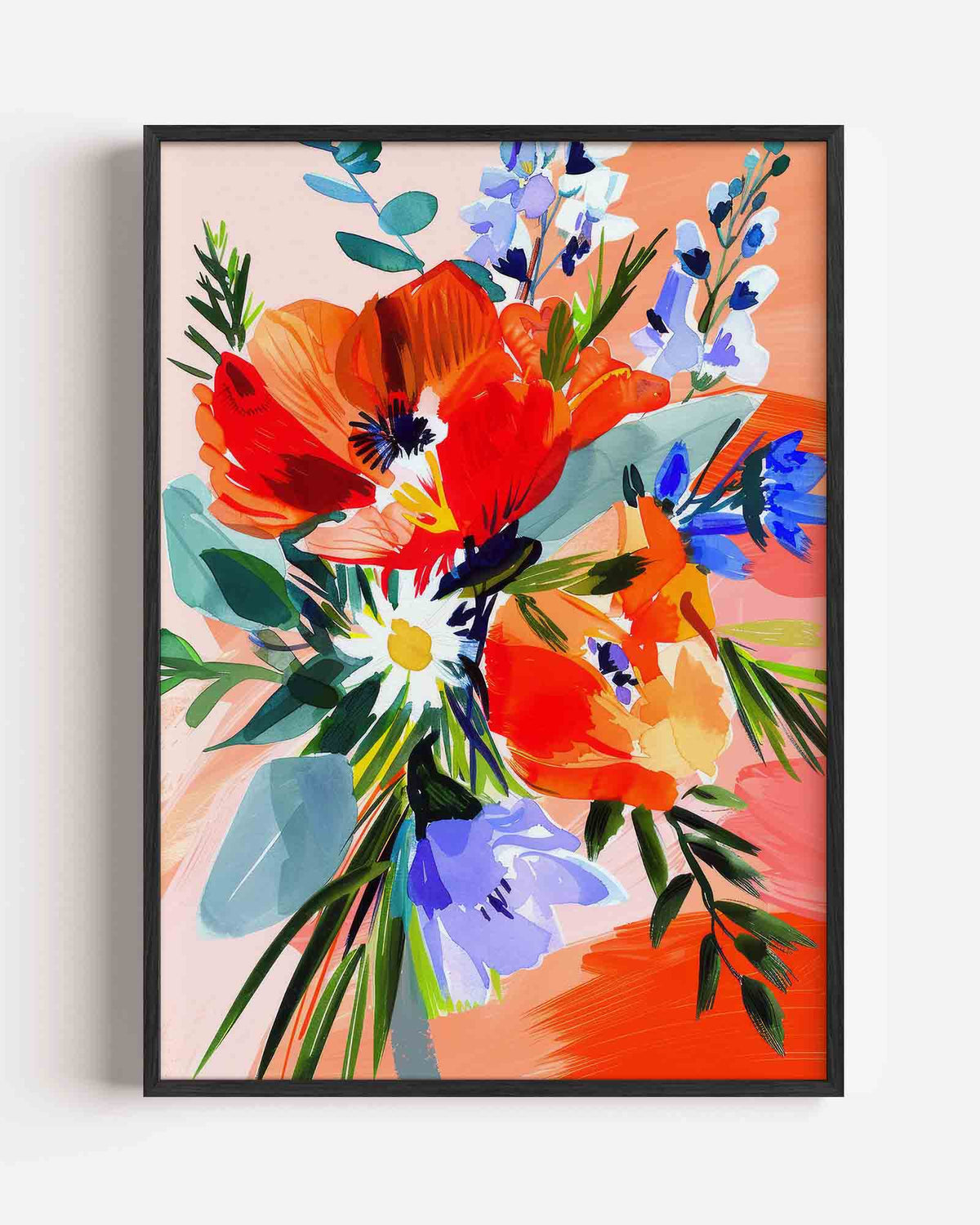Bloemen in levendige kleuren – keuken portret poster als wanddecoratie