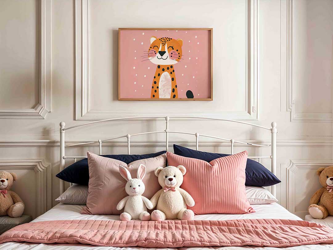 Lachende luipaard – kids poster in liggend formaat