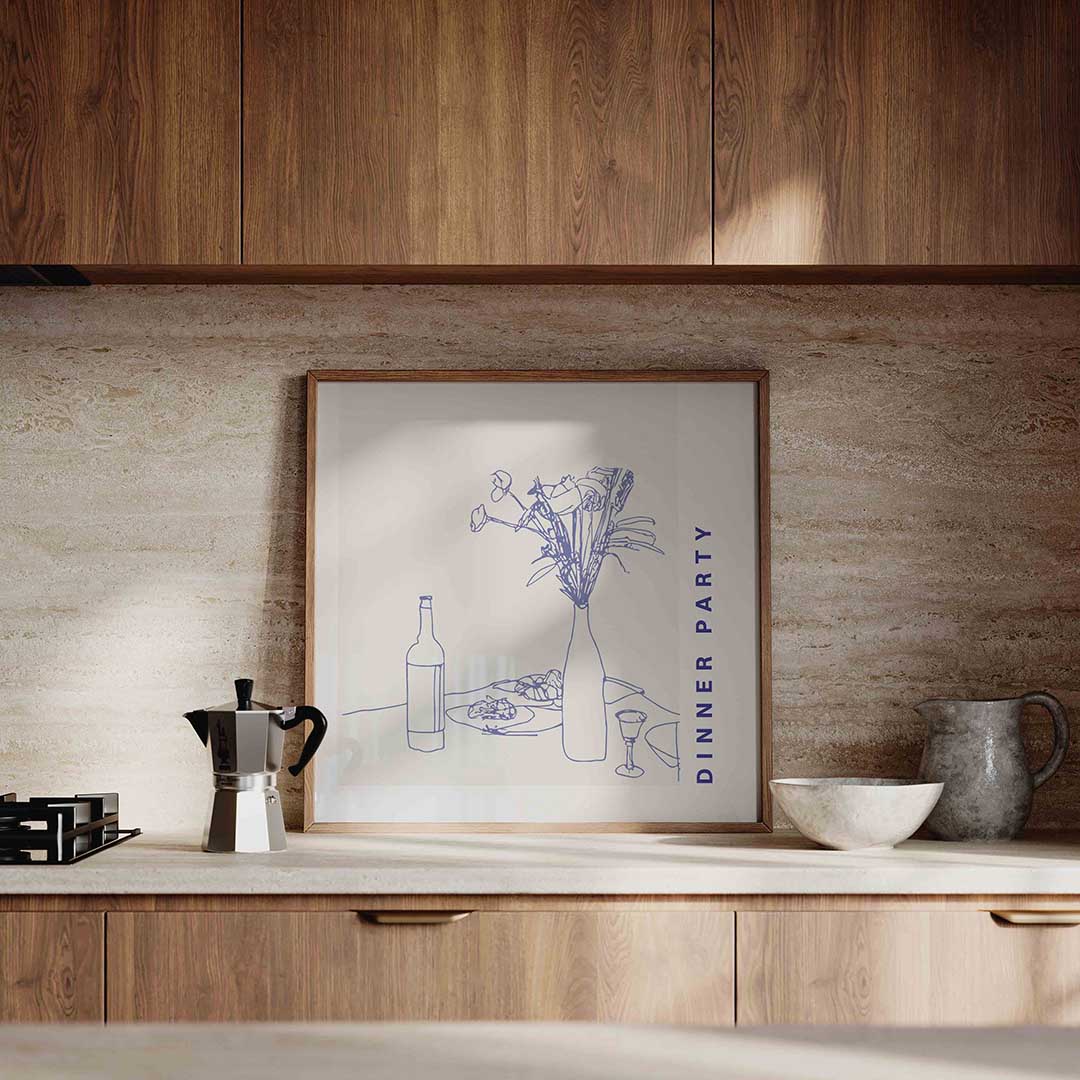 Dinner party – culinaire wandkunst als vierkante poster