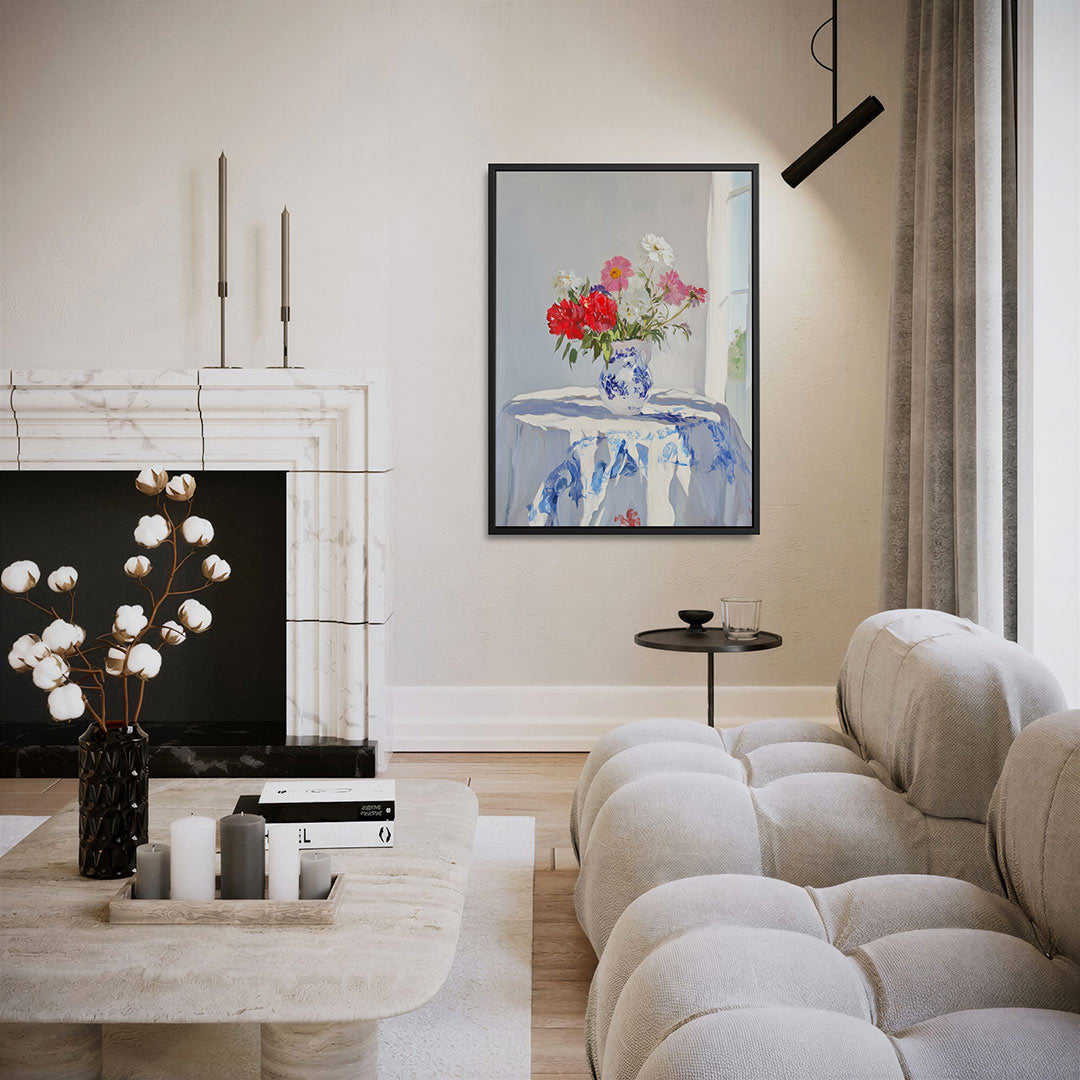 Bloemen in vaas – staand wanddecoratie kunstwerk