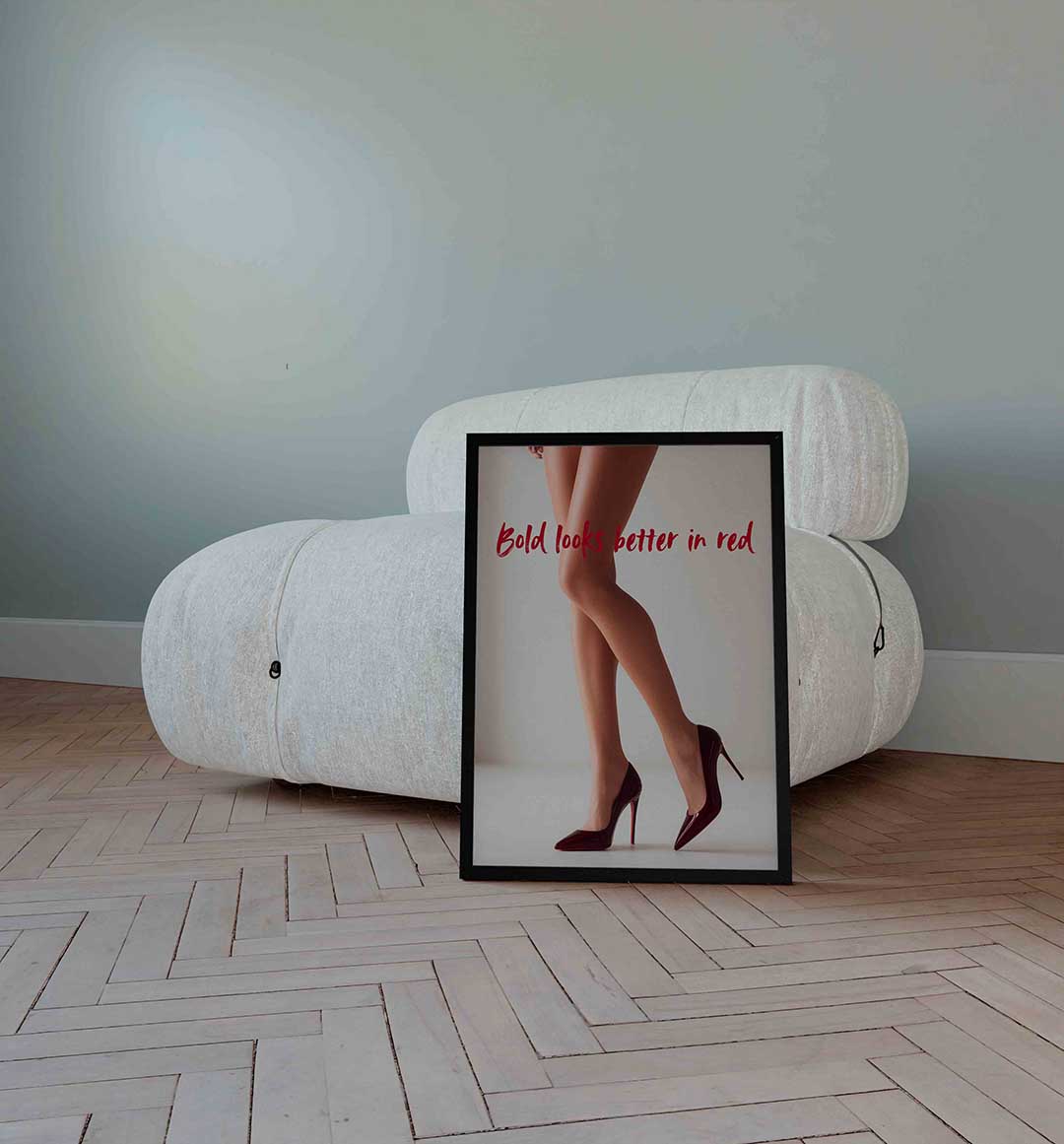 Rode hakken – Pop Art wandkunst als portret poster