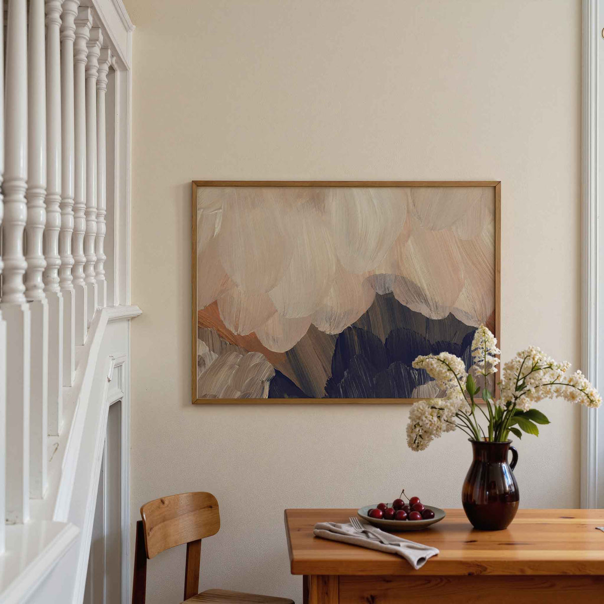 Abstracte penseelstreken – artistieke poster in liggend formaat