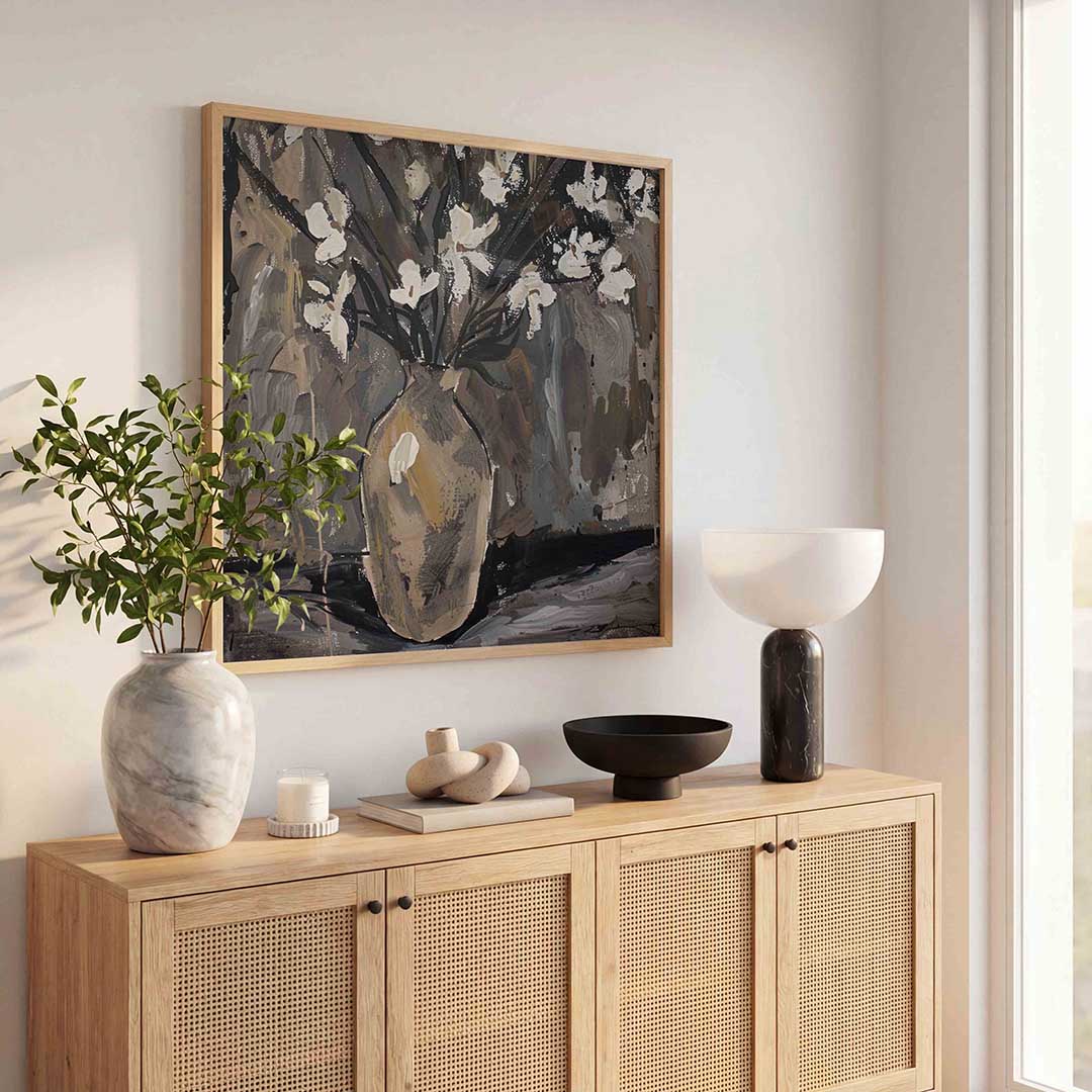 Bloemen in vaas – illustratie poster in vierkant formaat