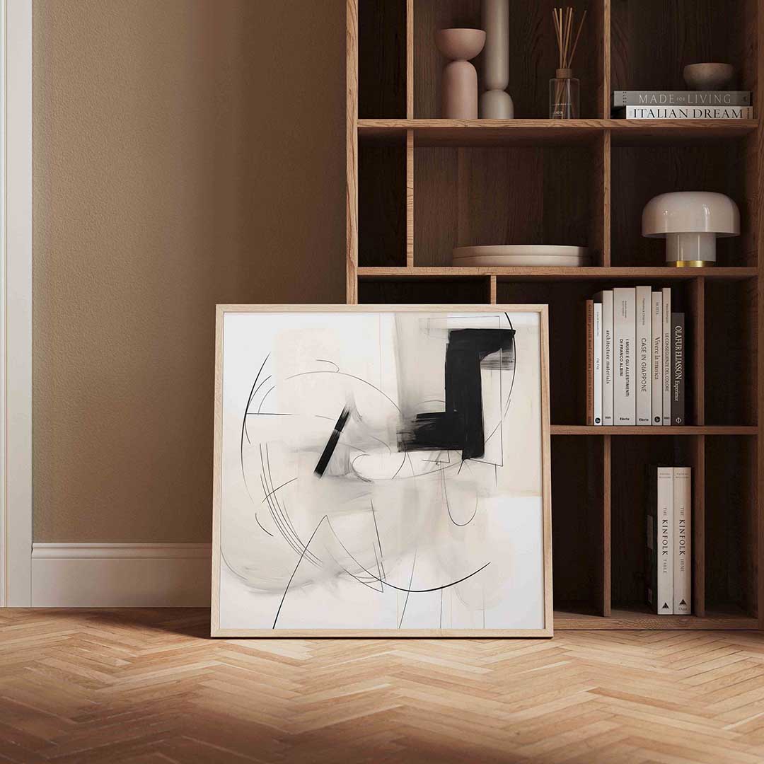 Abstracte lijnen en vlakken – vierkante wanddecoratie met kleur en vorm van WallArtistic