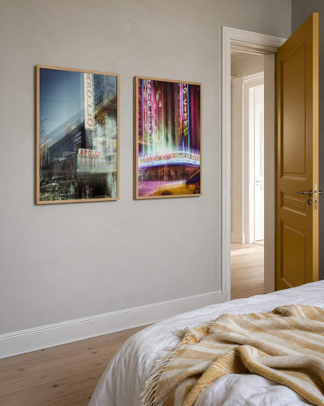 Stedelijke laagjes posterset – detailweergave – deze posterset in twee delen toont een gelaagde stadsscène met een mix van