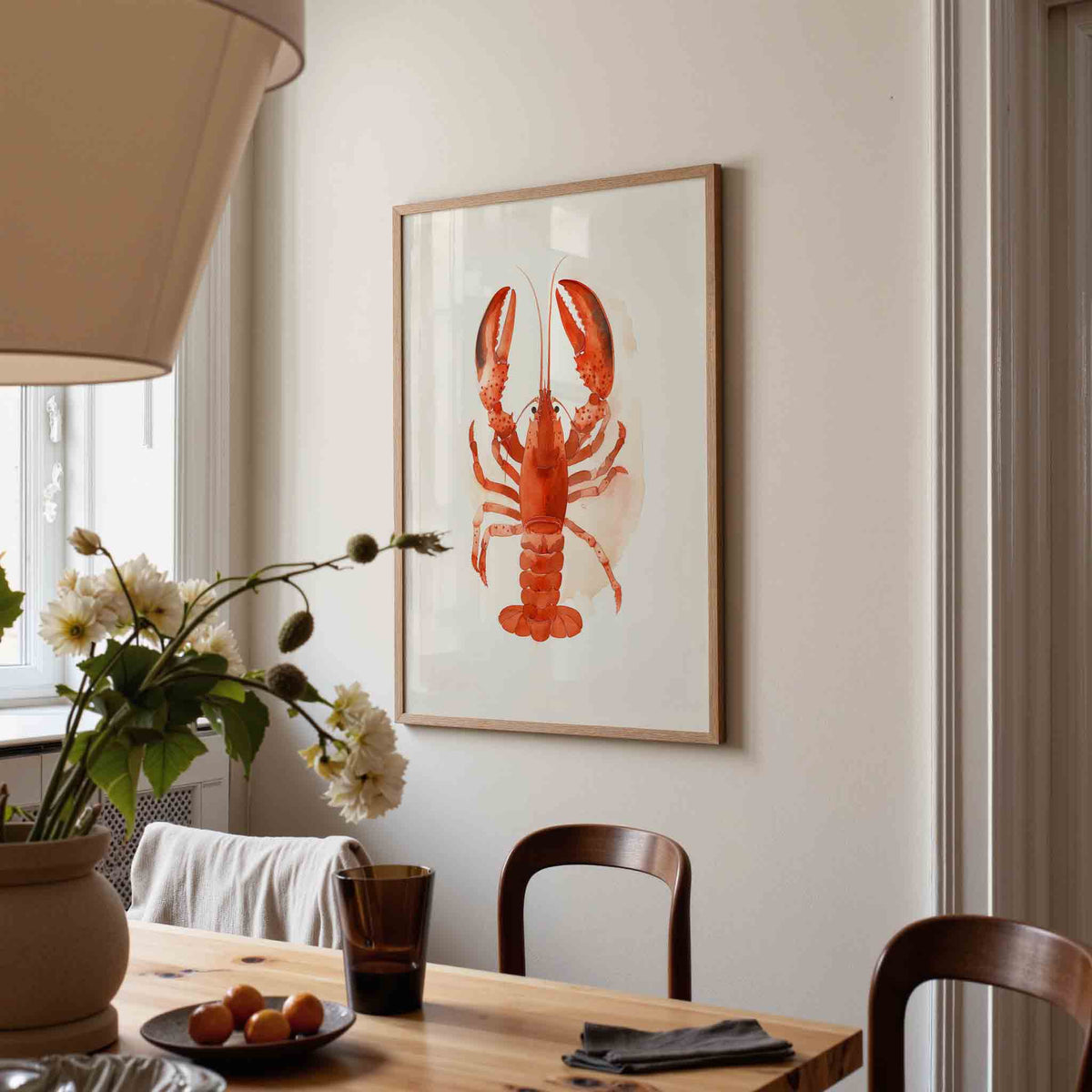 Rode kreeft – eigentijdse illustratie poster in staand formaat