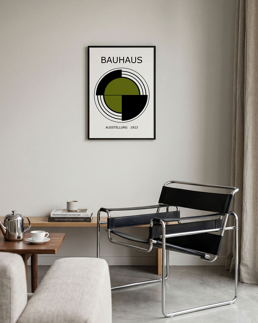 Cirkelvormen en lijnen – geometrische Bauhaus poster in staand formaat