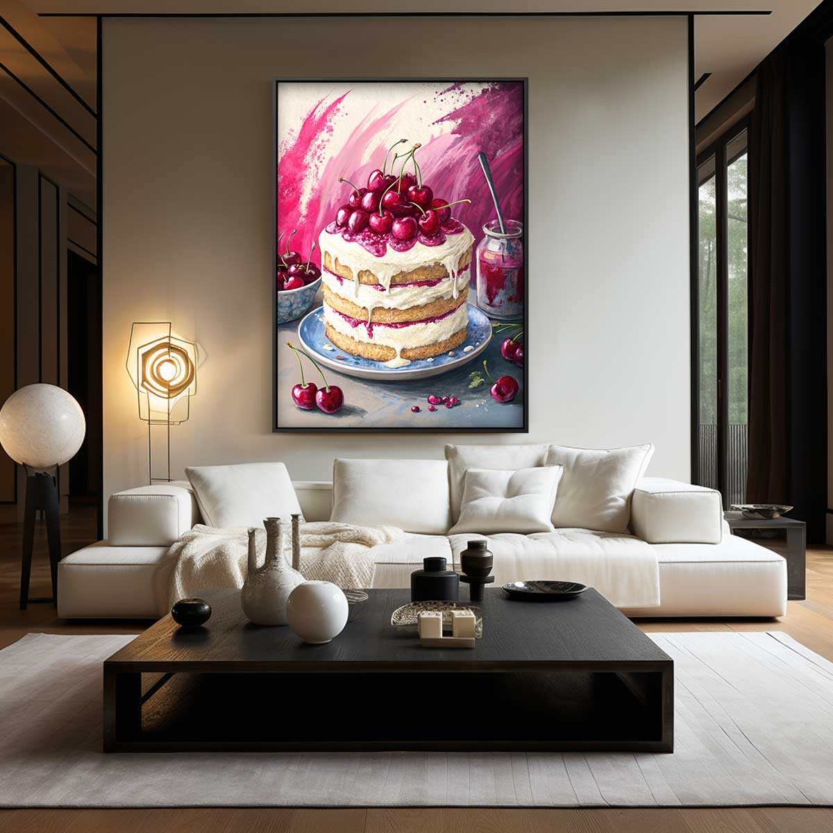 Verrukkelijk Kersentaart Schilderij – kunstwerk met zwarte baklijst