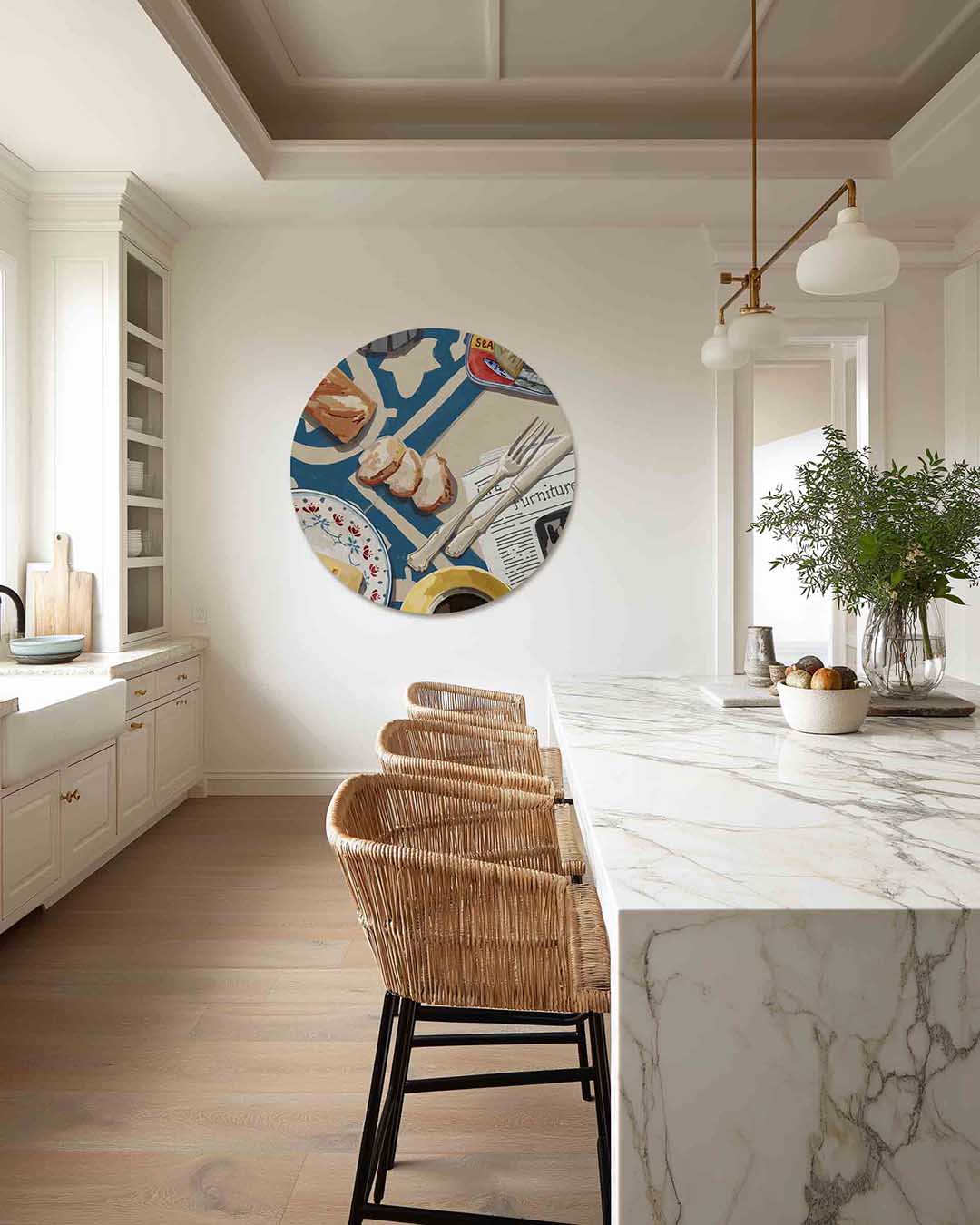 Ontbijt tafel – abstracte muurcirkel als ronde wanddecoratie
