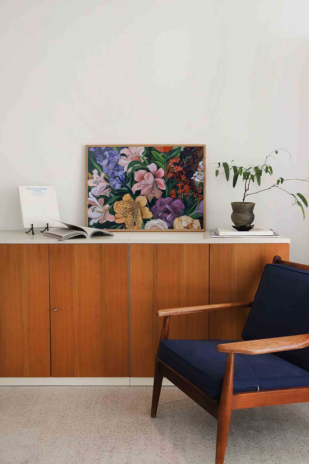 Bloemenpracht – liggende bloemen wanddecoratie van WallArtistic