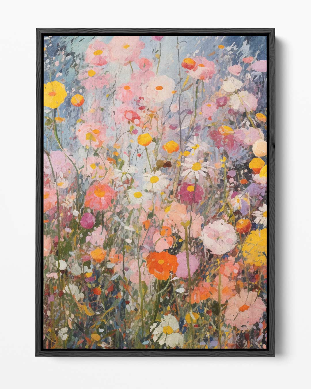 Kleurrijke Bloementuin Schilderij – portret kunstwerk als wanddecoratie