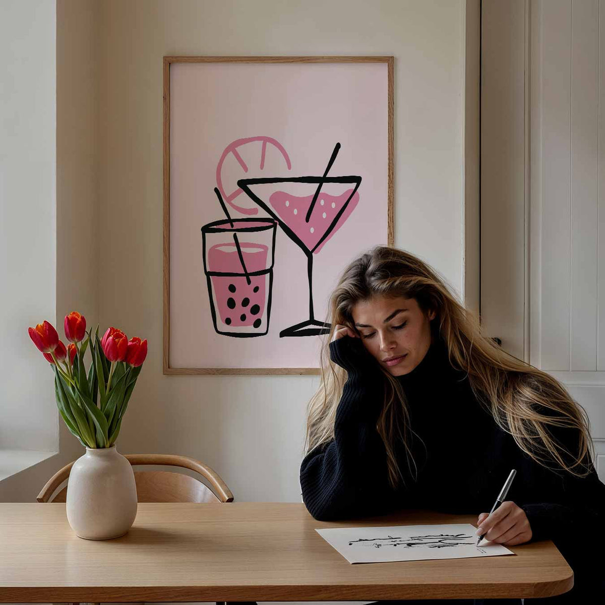 Tropische Cocktail Illustratie – staande muurposter met zomerse uitstraling