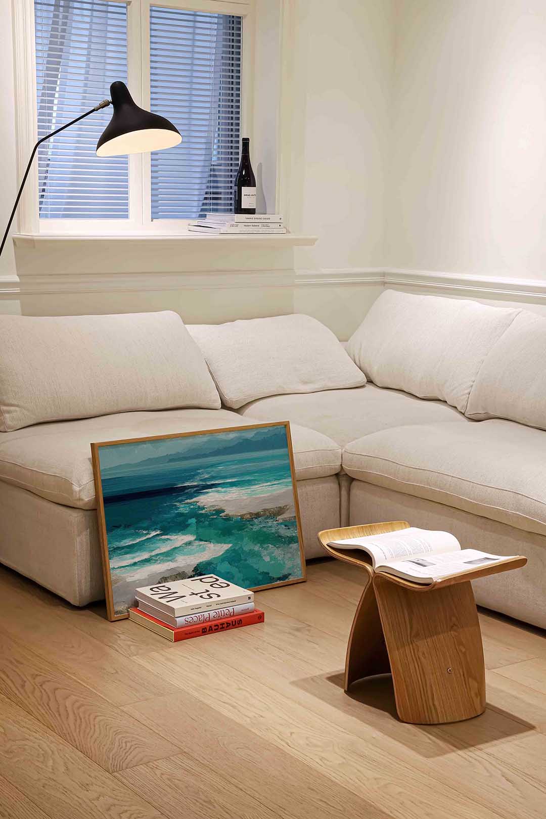 Blauwe oceaan – abstracte wandkunst als landscape poster