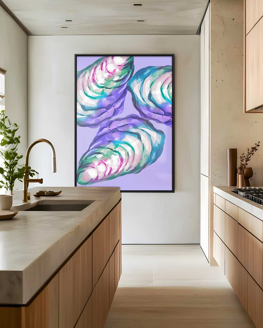 Kleurrijke Abstracte Oesters – staand kunstwerk voor modern interieur