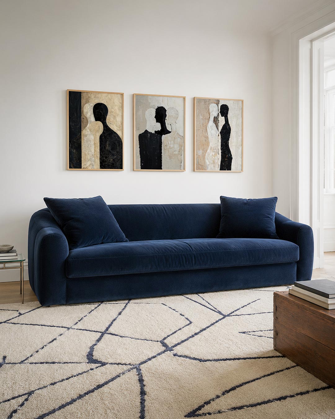 Vorm en schaduw posterset – tweede productweergave – twee silhouetten in zwart en wit staan tegenover elkaar op