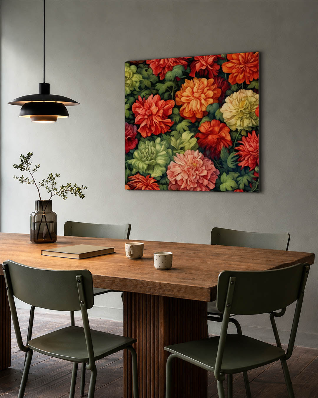 Bloemrijke kleurenpracht kunstwerk – tweede productweergave – dit kunstwerk toont een weelderige verzameling bloemen in
