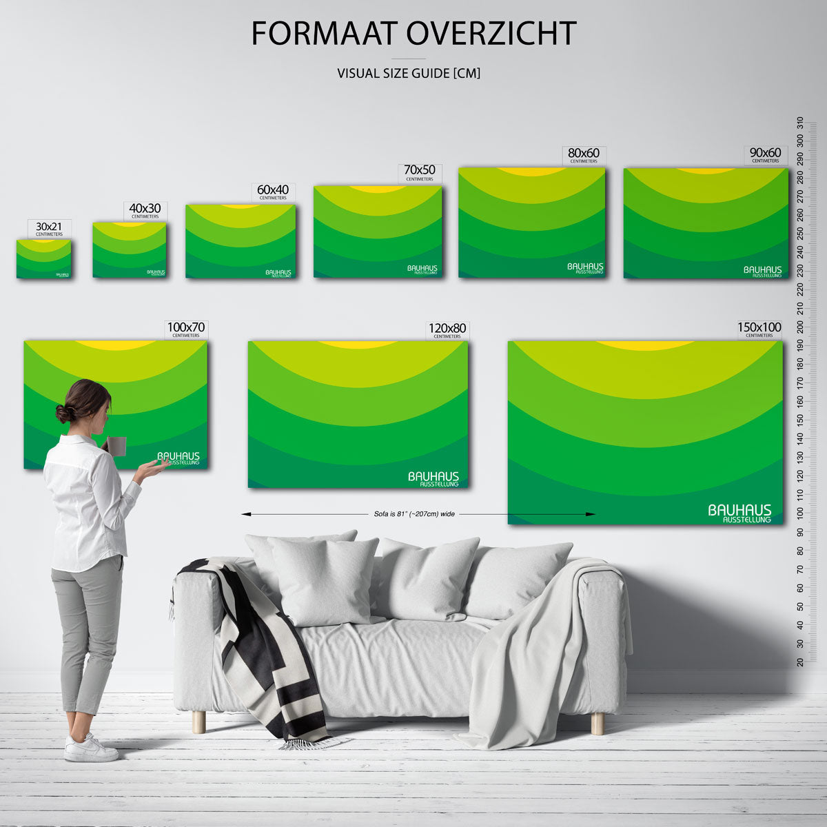 Kleurvlakken boog – geometrische poster in Bauhaus-stijl van WallArtistic