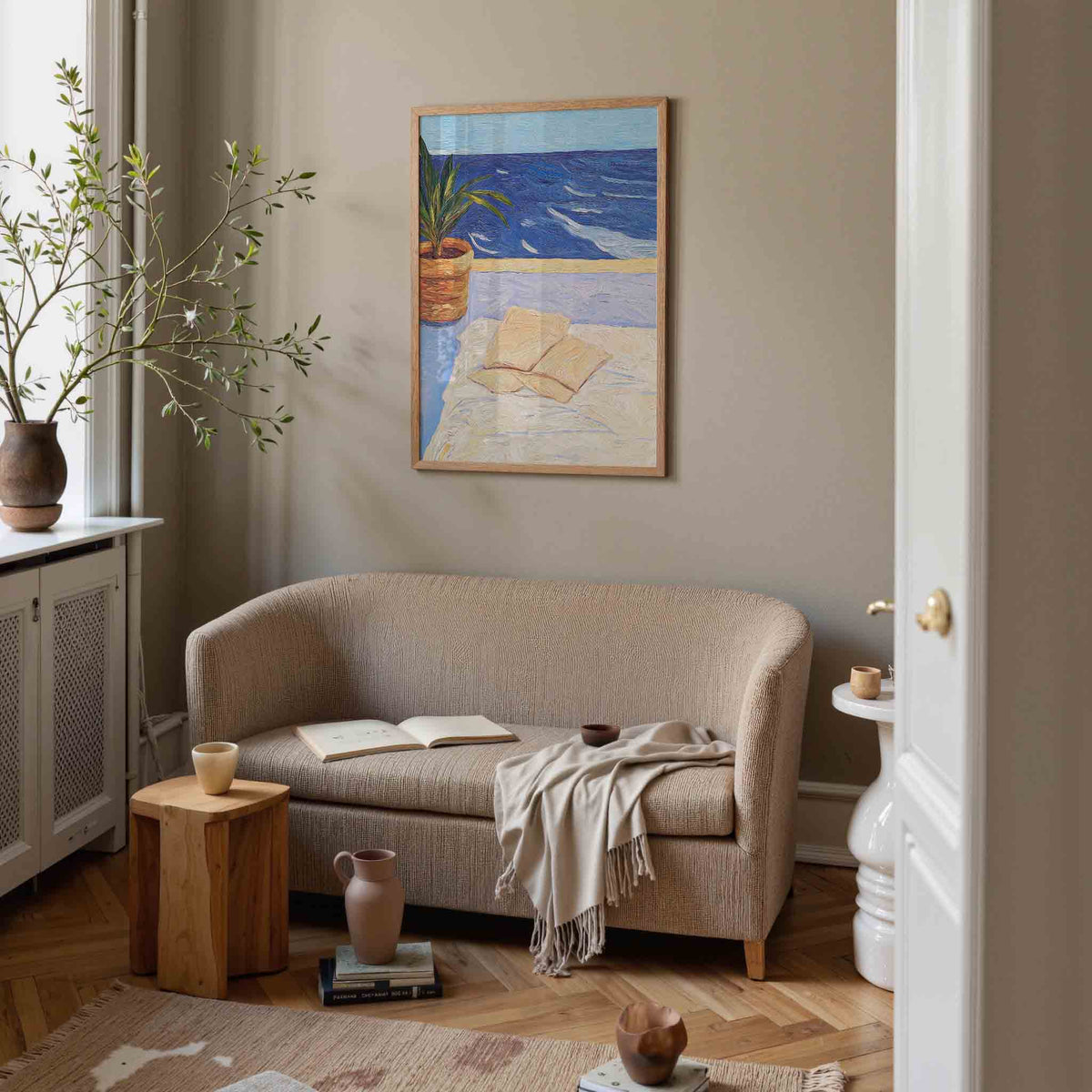 Plant en zee – illustratie poster in staand formaat