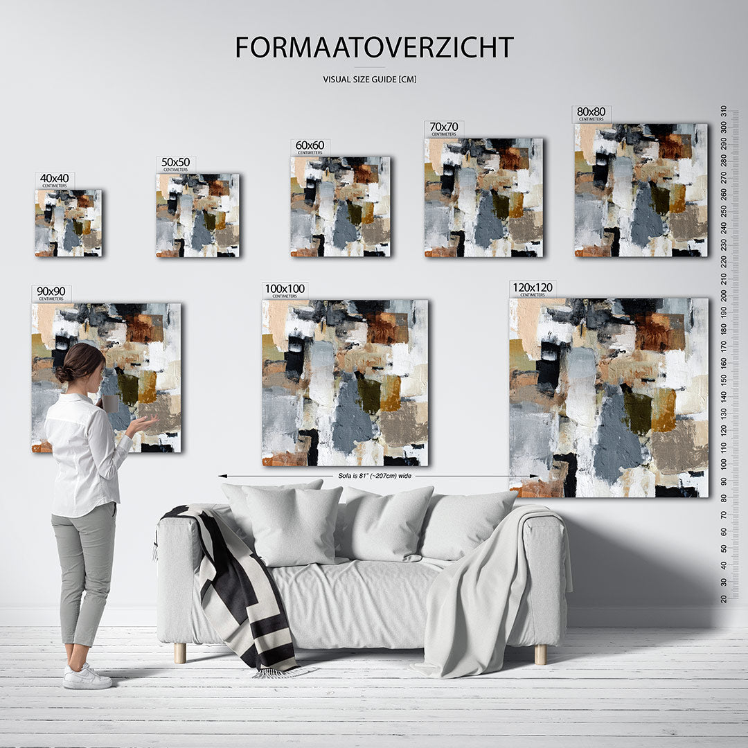 Dynamische kleurencompositie kunstwerk – materiaalweergave – dit werk toont een levendige mix van overlappende rechthoekige