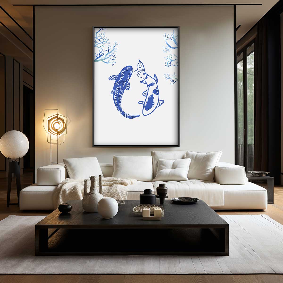 Dans van de Koi – kunstwerk met zwarte baklijst