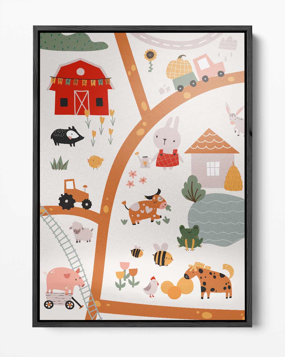 Vrolijke Boerderij Illustratie – portret kunstwerk als wanddecoratie