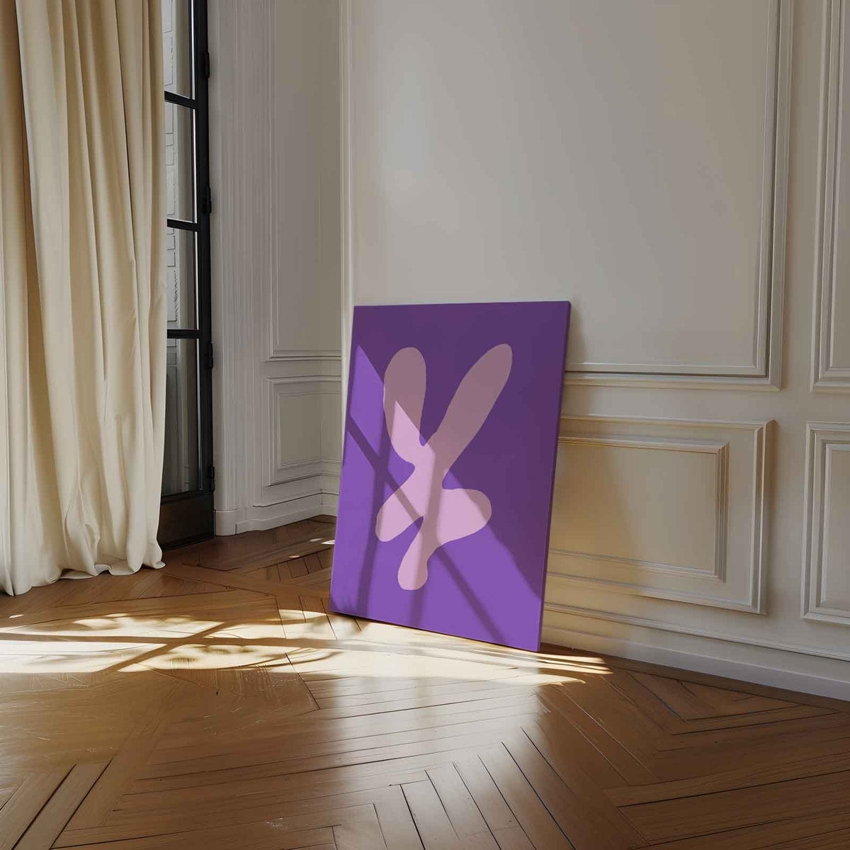 Vrolijke Vormen in Paars en Roze – modern portret kunstwerk van WallArtistic