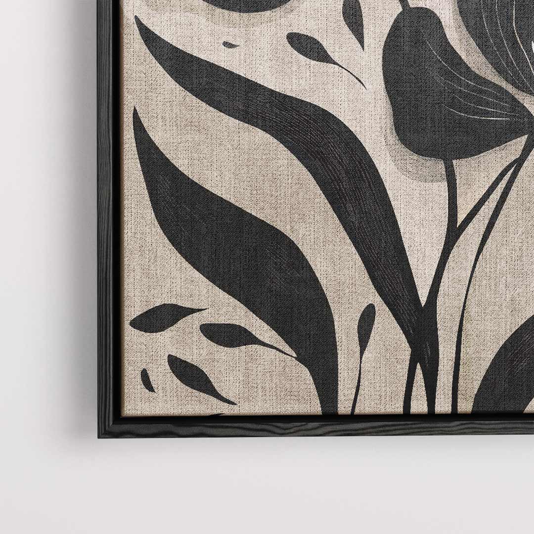 Zwart-Witte Bloemenpracht – dibond kunstwerk als wanddecoratie