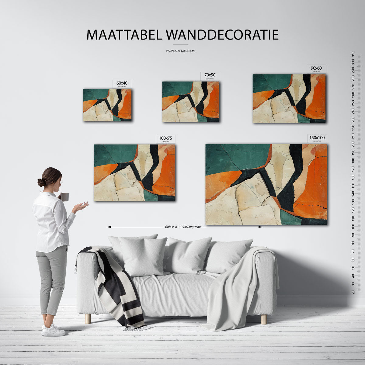 Dynamische vormen – Abstract kunstwerk – moderne liggende wandkunst