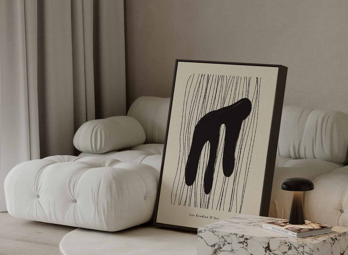 Speelse Schaduw Abstractie – staande wandkunst voor woonkamer of interieur
