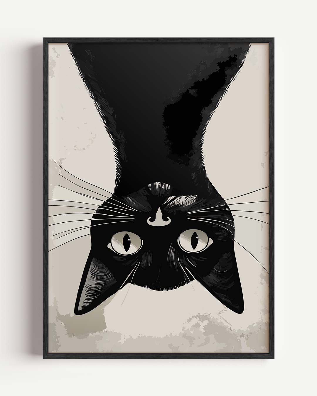 Schattige Omgekeerde Kat – dieren portret poster als wanddecoratie