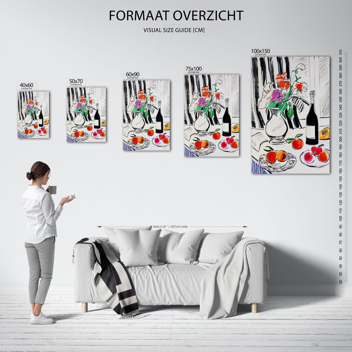 Kleurrijke bloemstilleven – staand wanddecoratie kunstwerk