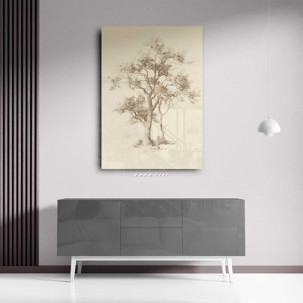 Mystieke Bomen Tekening – staand kunstwerk voor modern interieur