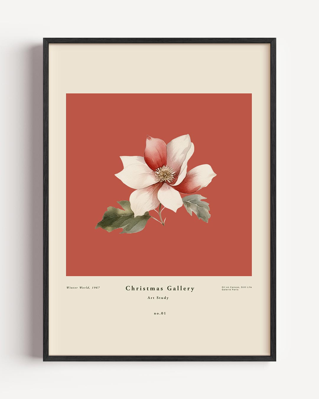 Vintage Kerstbloem – kerst portret poster als wanddecoratie