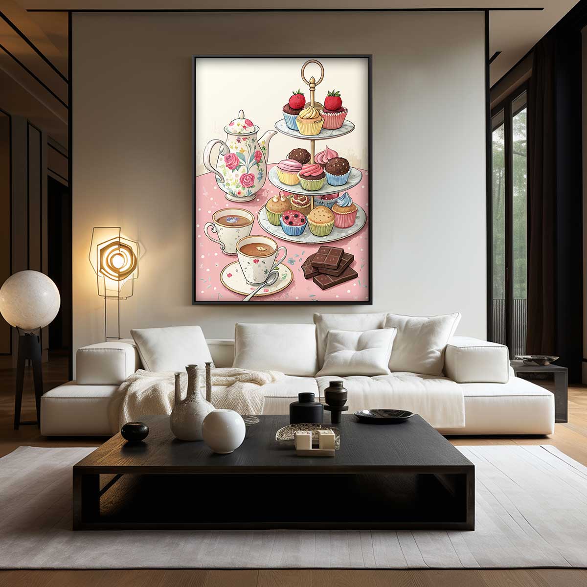 High Tea Delights – kunstwerk met zwarte baklijst