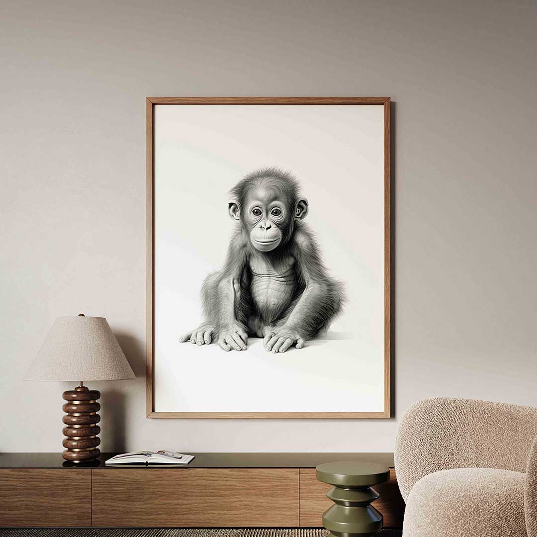 Schattige aap – dieren poster in staand formaat