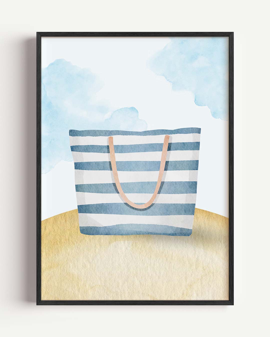 Gestreepte Strandtas – zeedieren portret poster als wanddecoratie