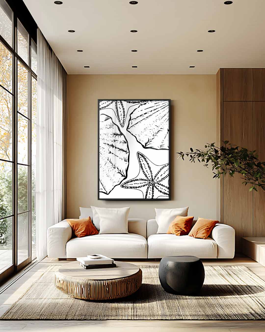 Zeesterren en Schelpen Avontuur – staand kunstwerk voor modern interieur