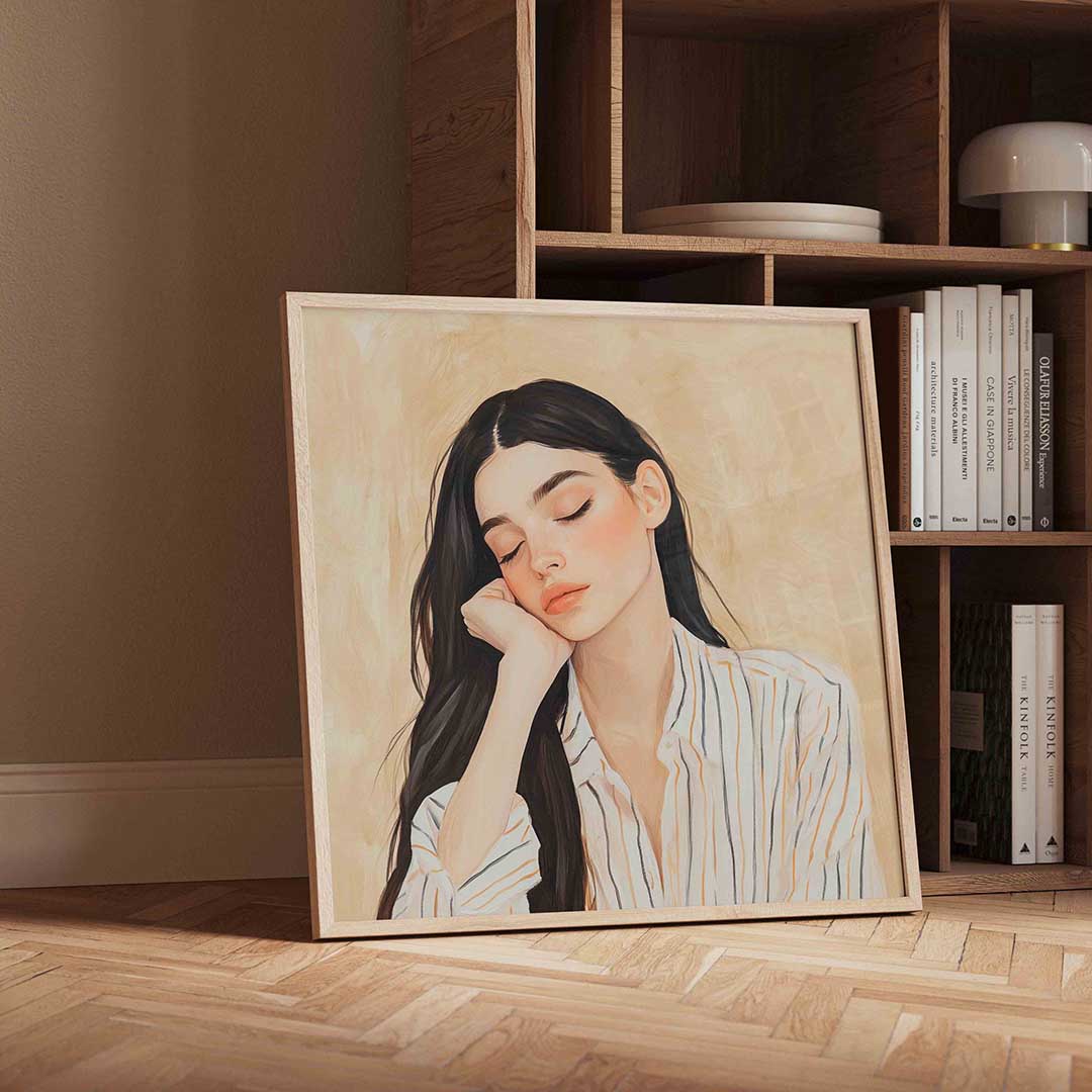 Slapende vrouw – vierkante moderne wanddecoratie van WallArtistic