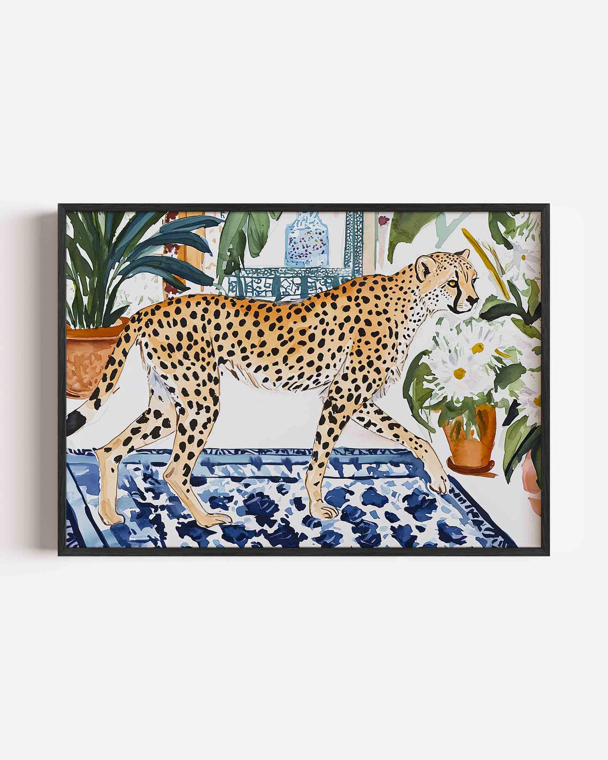 Luipaard en planten – dieren landscape poster als wanddecoratie
