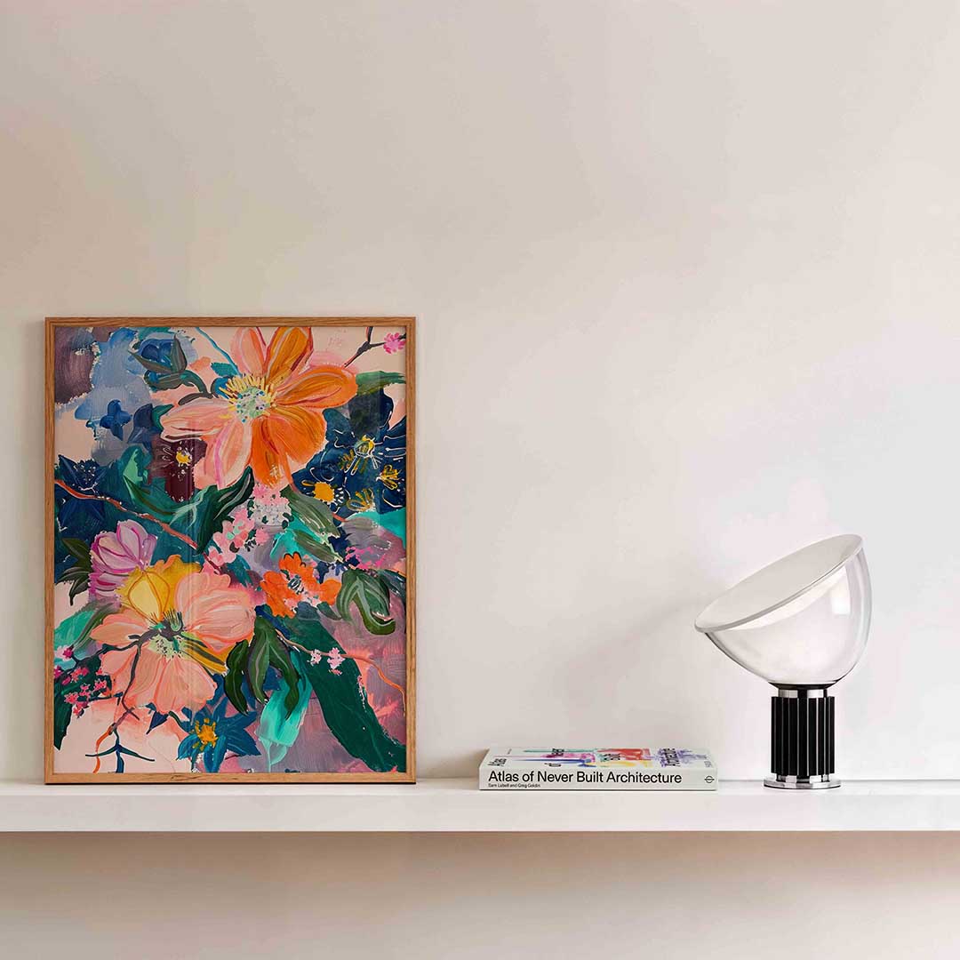 Bloemen en bladeren – kleurrijke illustratie als portret poster