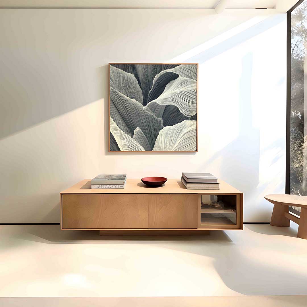 Golvende lijnen – vierkante abstracte wanddecoratie van WallArtistic